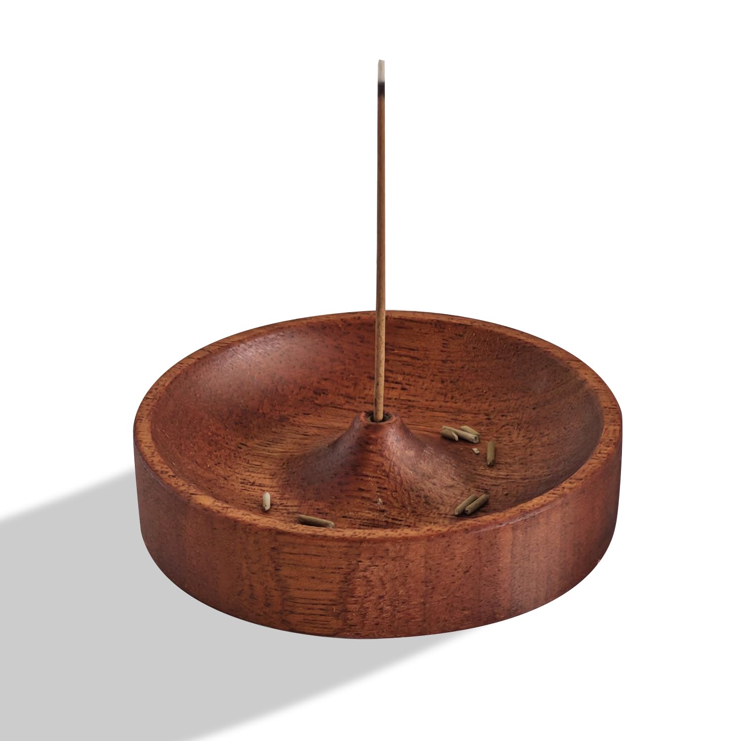 Belsea Incense Holder for Sticks, Round Wooden Incence Burner for Sticks, Handmade Ash Catcher Ebony Wood for Meditation Yoga Spa Relaxation Home