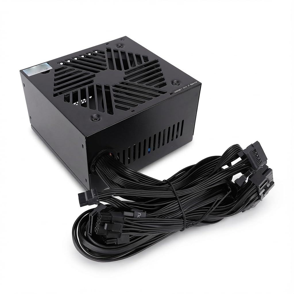 Jectse Fuente de Alimentación de Alta Potencia de 600w, Riel único de 12v, Fuente de Alimentación para Caja de Escritorio, Admite Plataformas de Doble Núcleo y Es Compatible con los