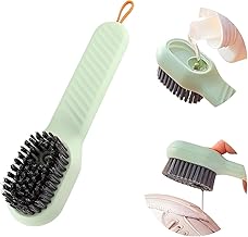 Soap Dispensing Cleaning Brush with Handle – Plastic Scrubbing Brush for Shoes, Clothes, Kitchen, and Bathroom – Reusable Washing Brush for Home Cleaning