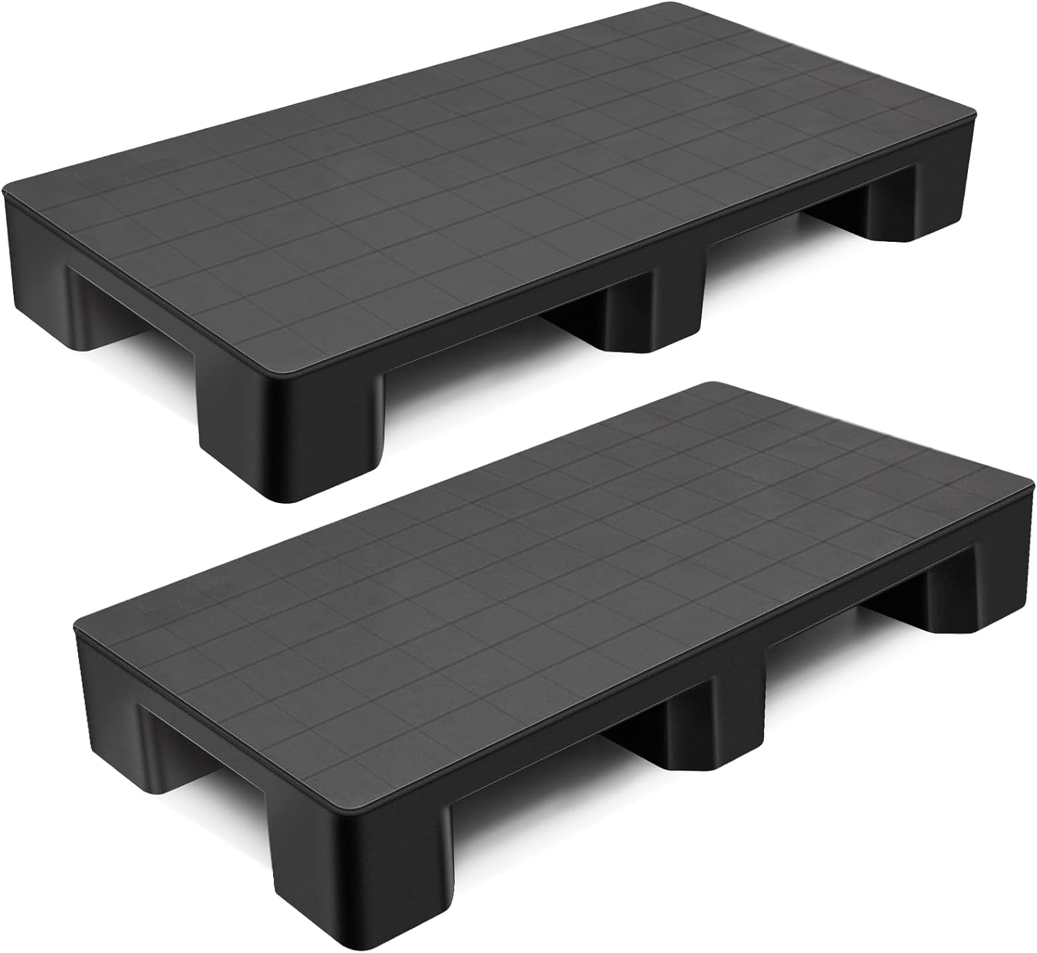 Plastic Pallets for Basement Storage Easy to Stack Lightweight Floor Pallets Display for Flooring Room Supermarket Warehouse, Support up to 2000 Lbs,Black (40'' L X 20'' W X 5.5'' H,2 Pcs) 2 40'' L X 20'' W X 5.5''