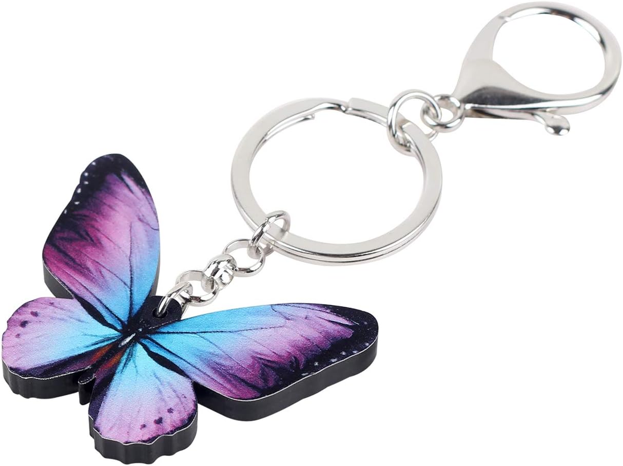 BONSNY Acrylic Floral Butterfly Keychains Key Ring Car Purse Bags INSECT Charms Gifts - Image 3