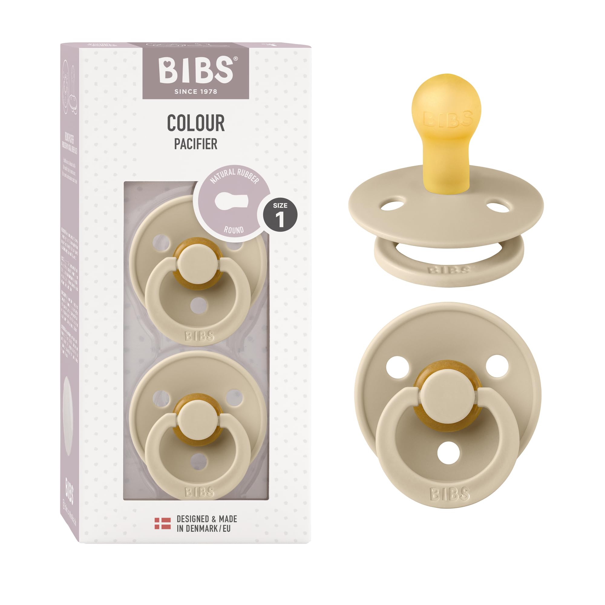 BIBS Colour Paquete de 2 chupetes. Libre de BPA, Tetina redonda. Látex natural, Talla 1 (0-6 meses), Baby Blue/Baby Blue — view 21