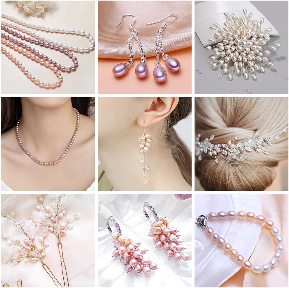 50 Pcs Freshwater Pearls Jewelry Making with Holes AAA 7-8mm Natural Freshwater Cultured Pearls Perforated Oval Loose Pearl Beads Crafts Gift for Women,DIY Gifts, 0.8mm Hole. - Image 7