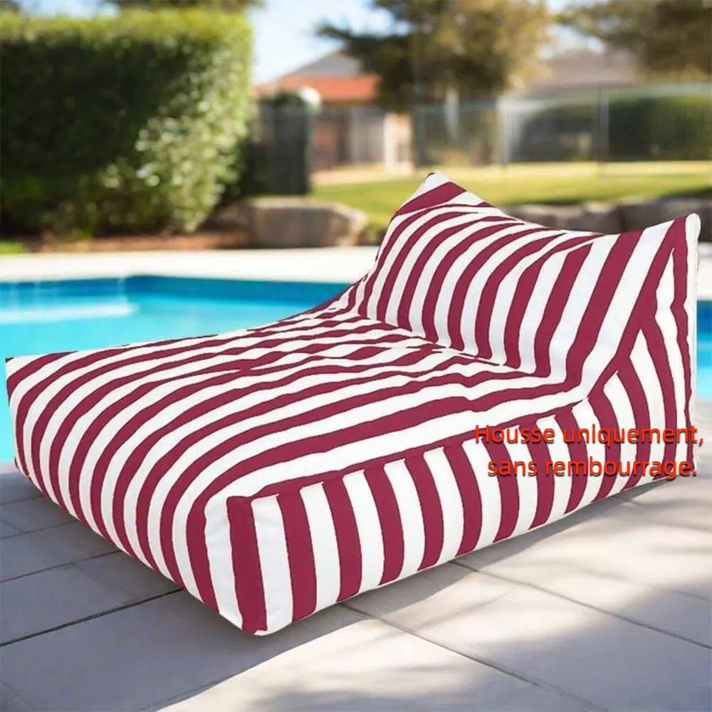 SXBCyan Bean Bags Floating (No Filler) Bean Bag For Pool- King Outdoor Waterproof Oxford Bean Bag Cover Floats Lounger Stripe Outdoor Beach Pouf Beanbag Sofa Bed(Red)