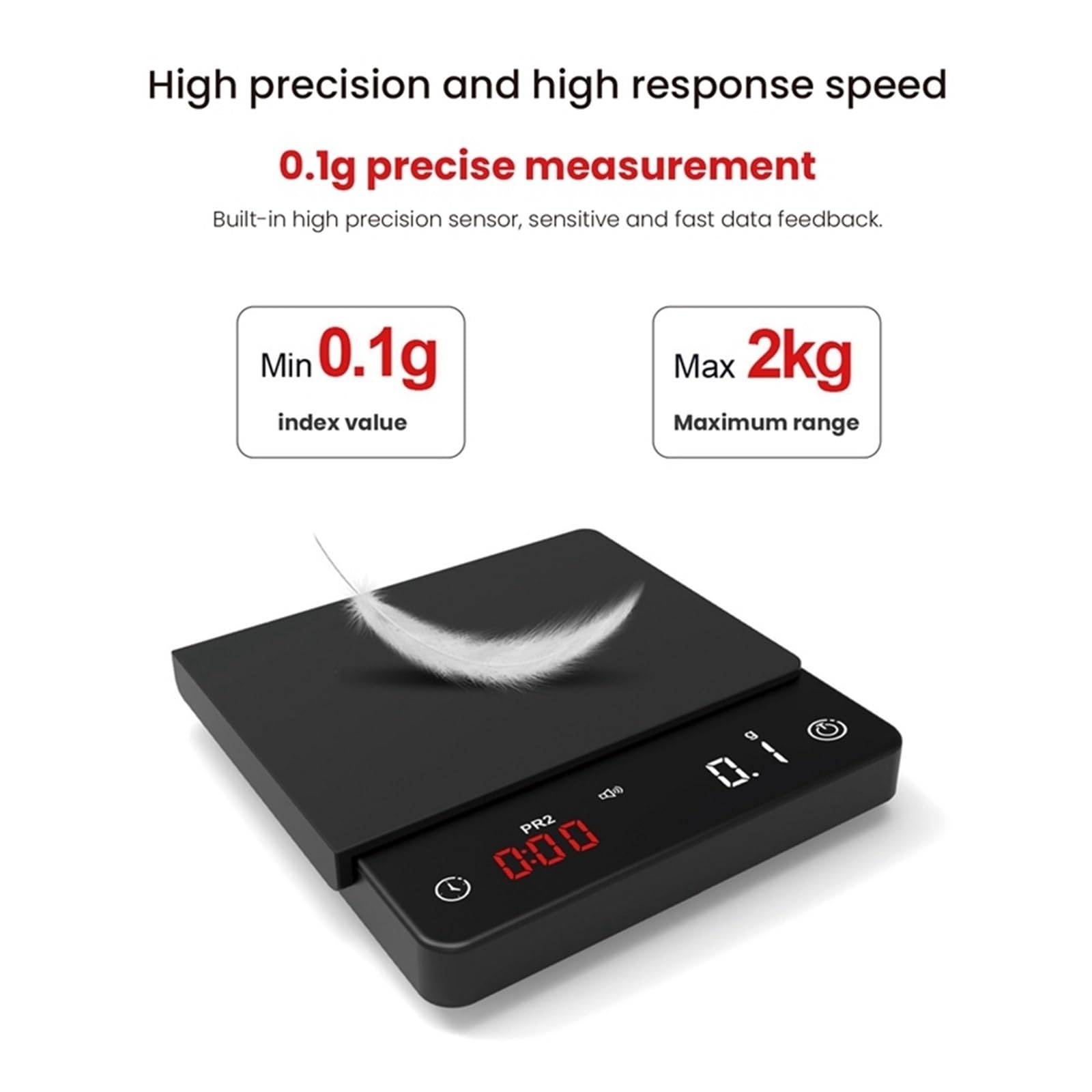 Cyfrowa Kuchenna Waga Do Kawy 2000g/0.1g Wysoce Precyzyjna Cykliczna Akumulatorowa Elektroniczna Akcesoria Baristy Domu Z Timerem Precise Measurement