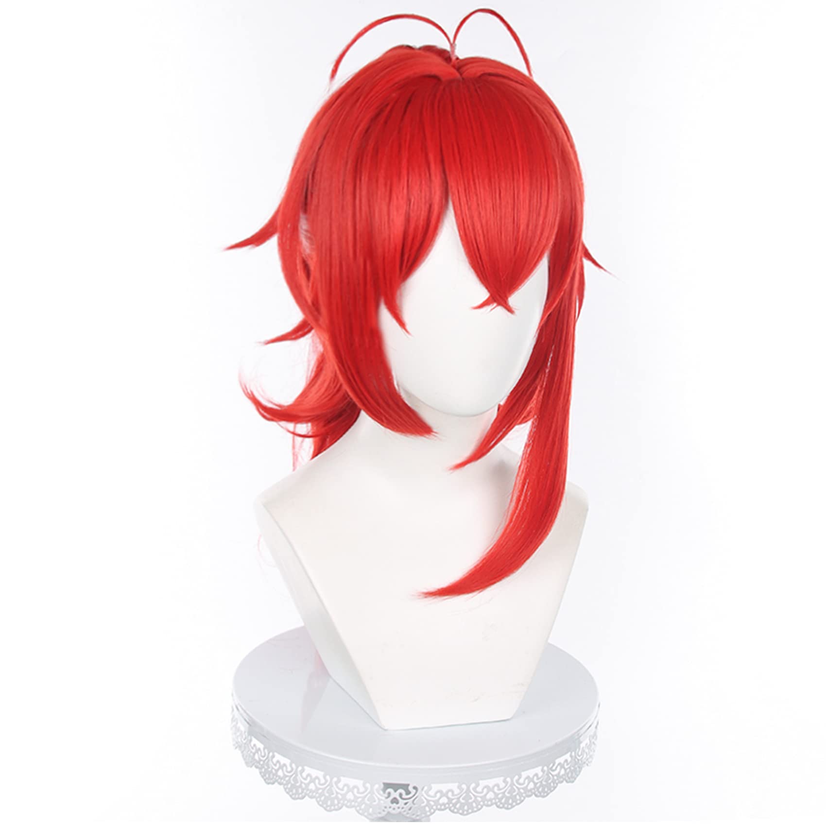 Red High Ponytail Long Wave Heat Resisitant Synthetic Hairs for Women Men Halloween Christmas Cos Anime Party Replacement Wigs - Image 4