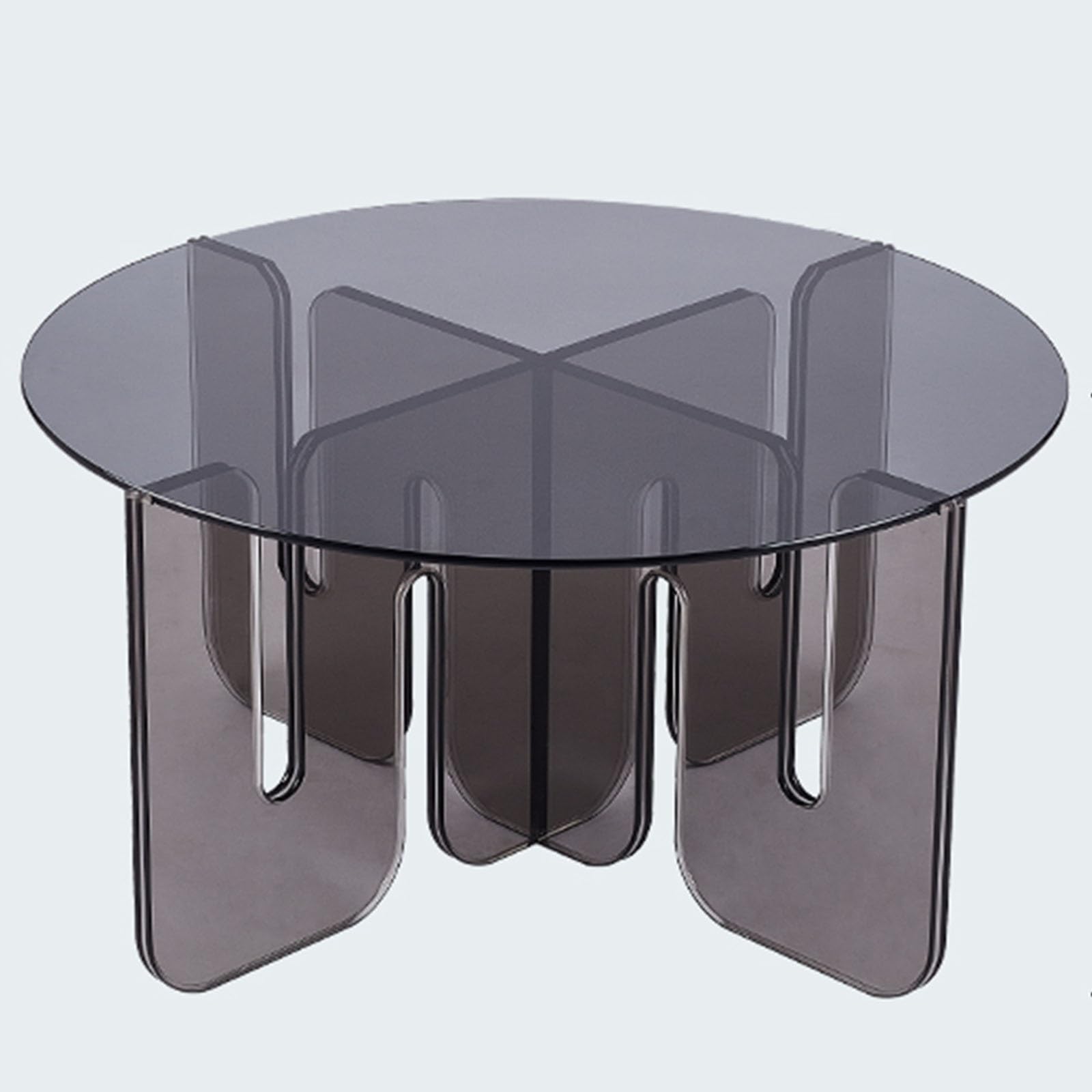 SXZenSpace 31" Round Coffee Table for Living Room, Acrylic Side with Tempered Glass Top, Balcony, Corner, Office Lounge Area(Grey)
