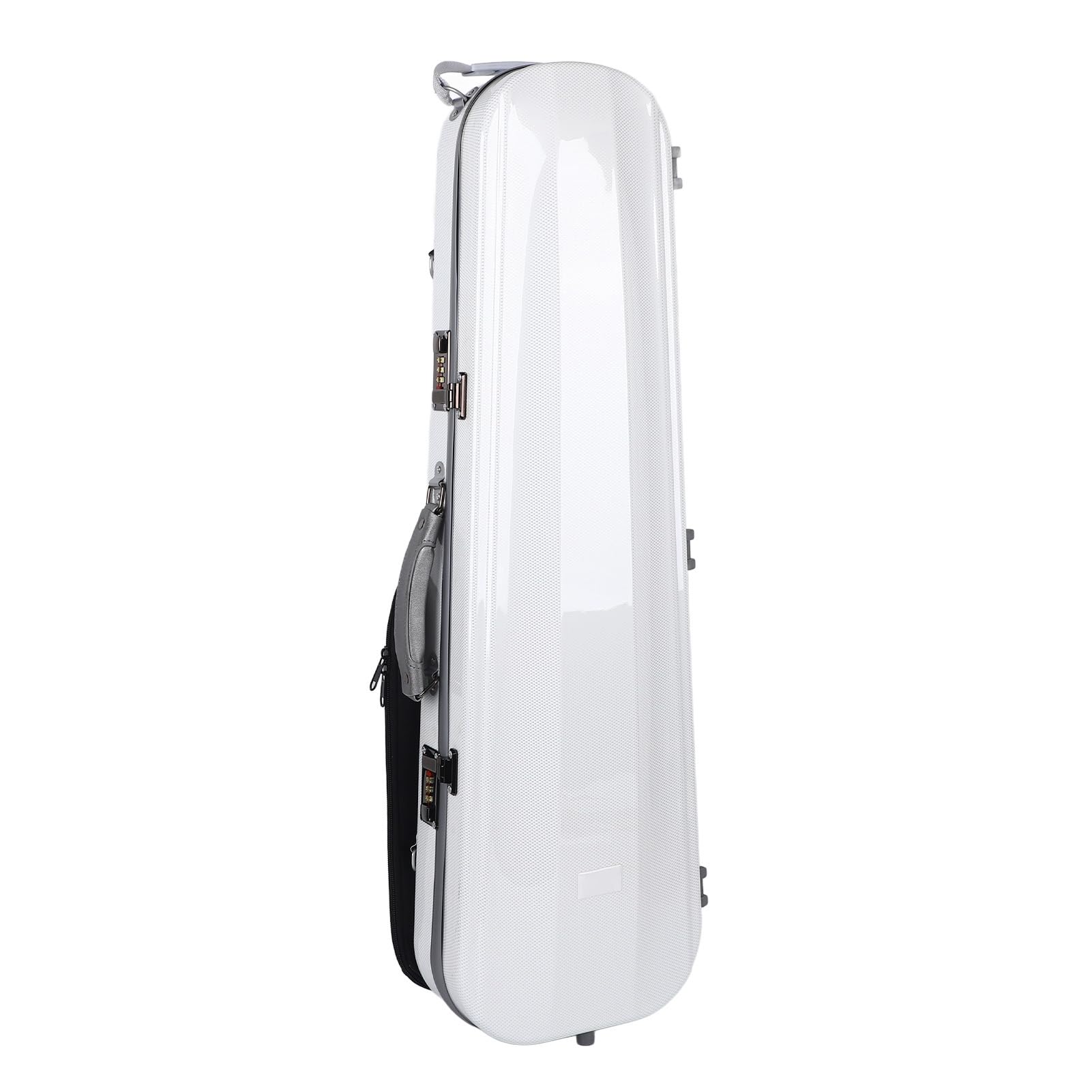 4/4 Violin Case, Carbon Fiber Violin Hard Case with Passwork Lock Hygrometer Shoulder Strap(White)