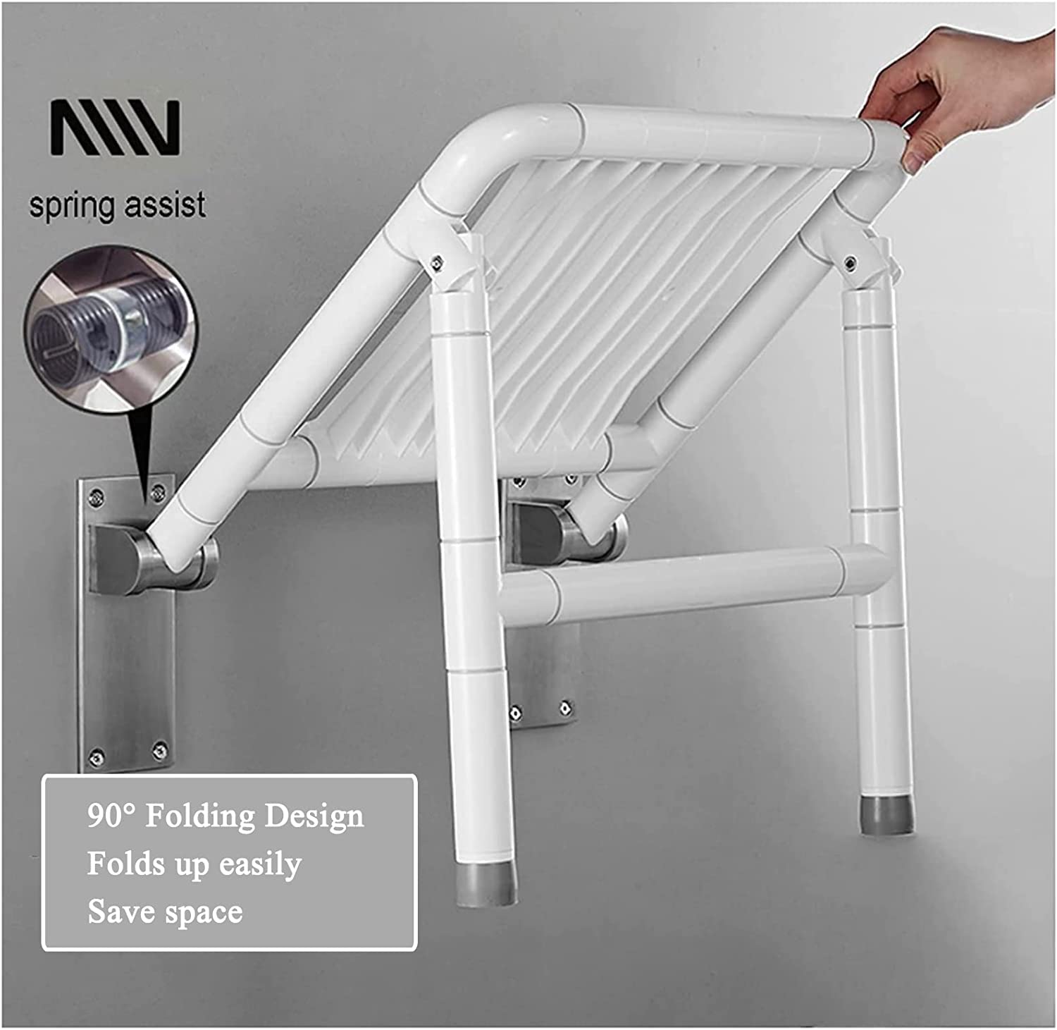 Asiento de Ducha abatible montado en la Pared Asiento De Ducha Plegable Con Patas, Taburete De Ducha for Ducha Interior Sillas De Seguridad Montadas En La Pared for Ducha for Personas Mayores Con Pata