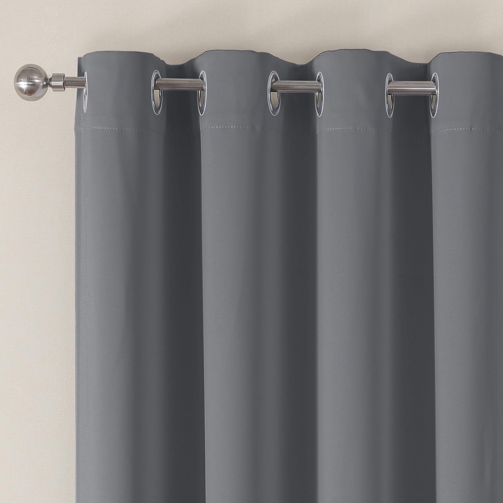 VEHEDE Grey Blackout Curtains 83 Inch Long for Bedroom Thermal Insulated Eyelet Window Shading Curtains & Drapes for Living Room W55 x L83 Inch - Image 2