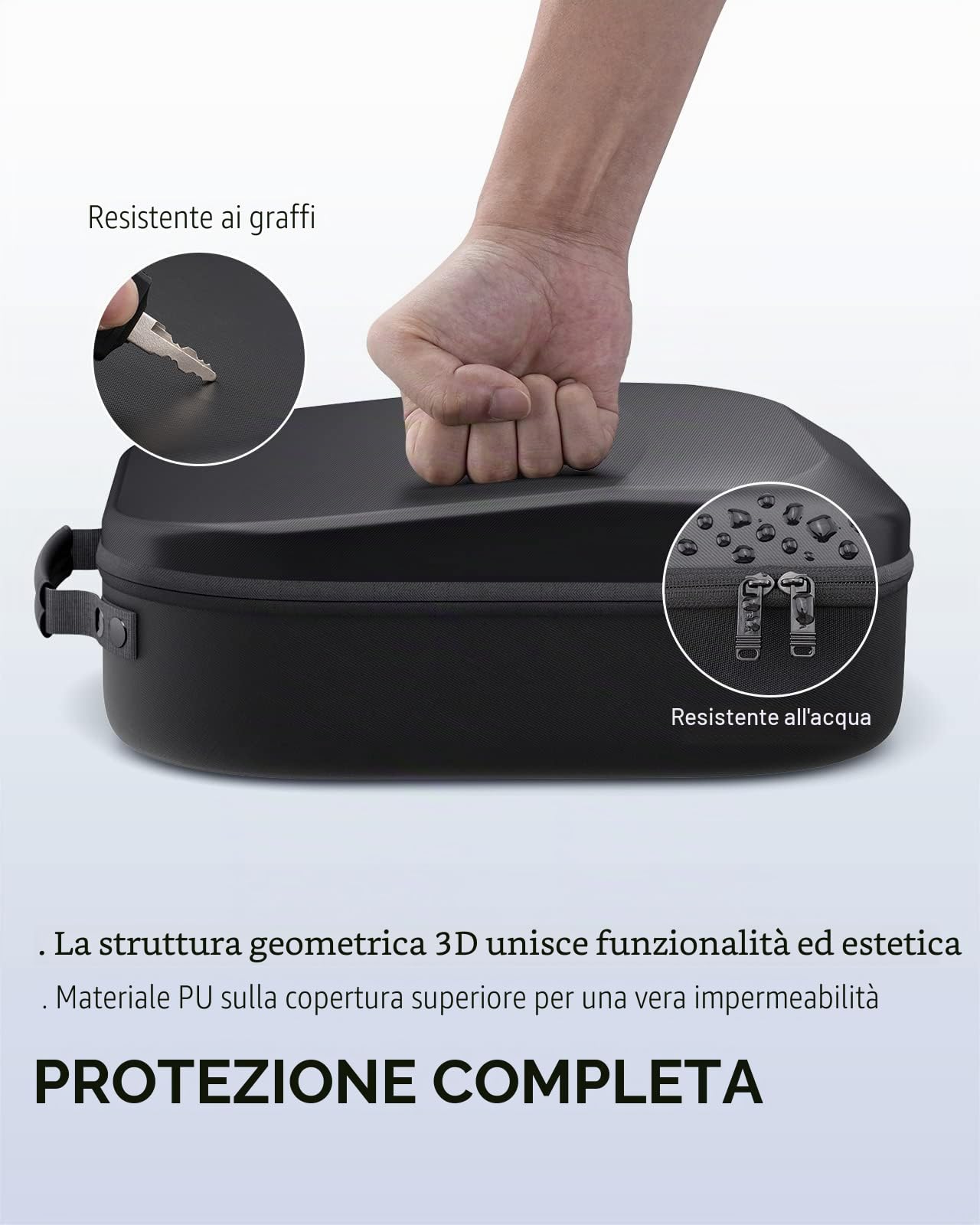 Aubika Custodia rigida per Meta Quest 3S/Oculus Quest 3&2&Pro/Vision Pro/Pico 4, compatibile con accessori per cinturini per cuffie Elite/batteria, adatta per viaggi e archiviazione domestica (nero)