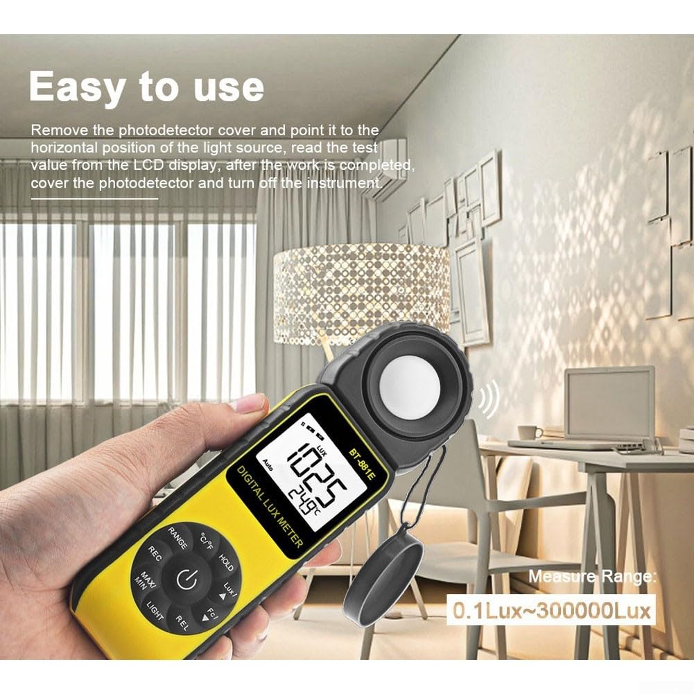 Medidor de luz profesional digital Luxmeter 0.01 a 300k Lux con memoria de datos para uso en jardín