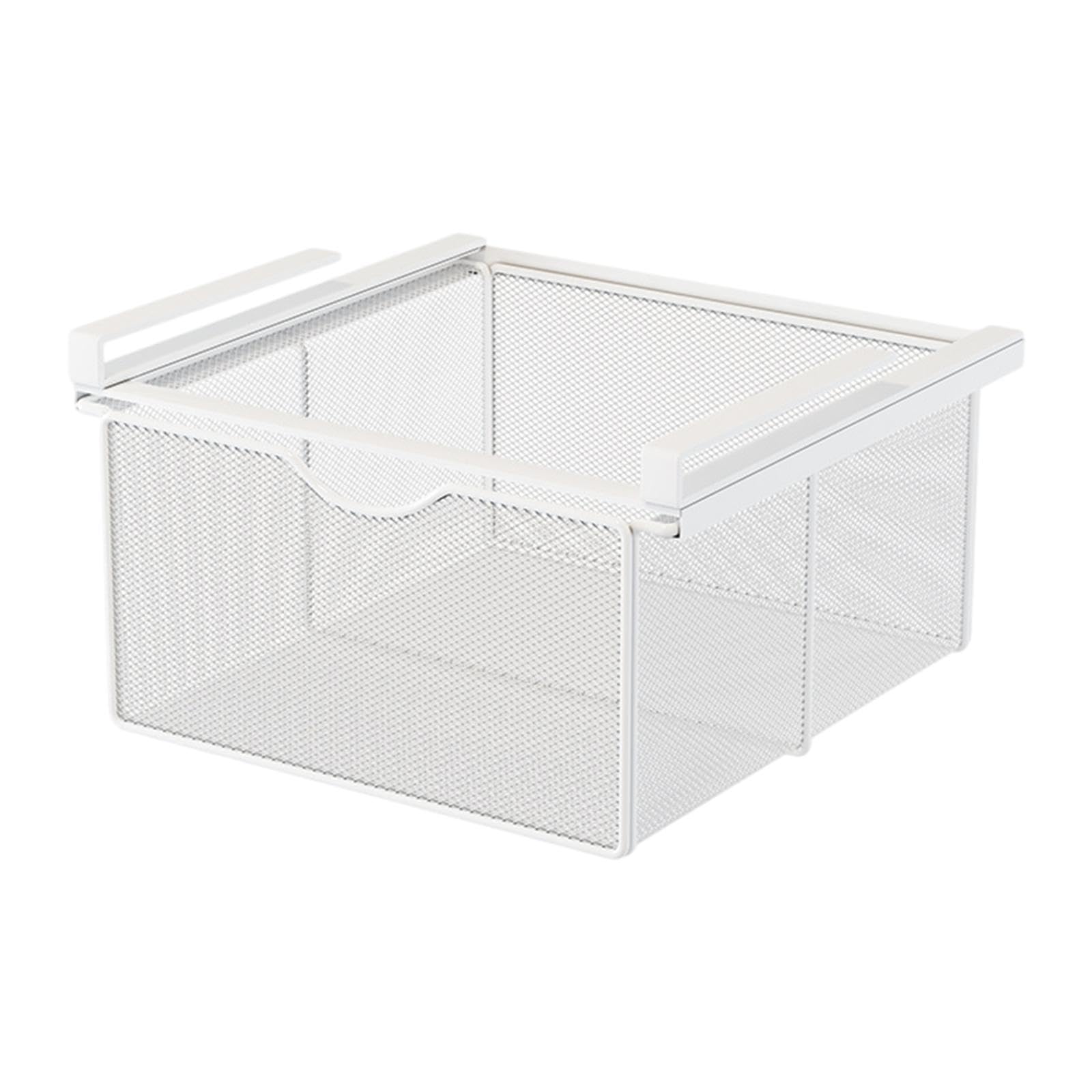 LOVIVER Organiseur de Placard à Suspendre Tiroir Coulissant Suspendu Panier de Rangement en Métal Rangement sous Vêtement Coulissant pour Lit Superposé, Rails de Lit et Armoire, Blanc