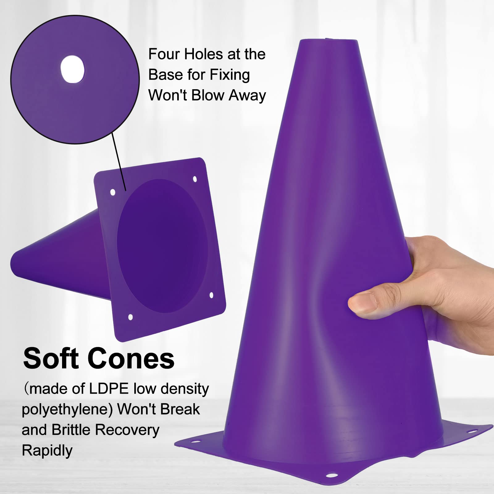 Hoteam 30 coni da traffico in plastica da 22,9 cm, per allenamento di agilità, attrezzature di sicurezza per allenamento di calcio, pallacanestro, esercitazioni, attività all'aperto ed eventi