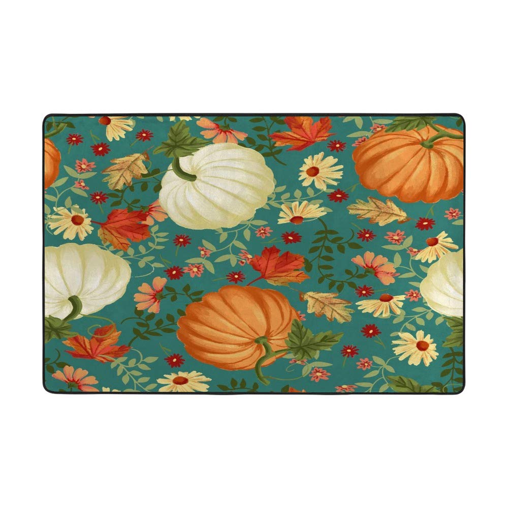 Tapis de maison anti-tache en polyester motif citrouille pour protéger salon et patio