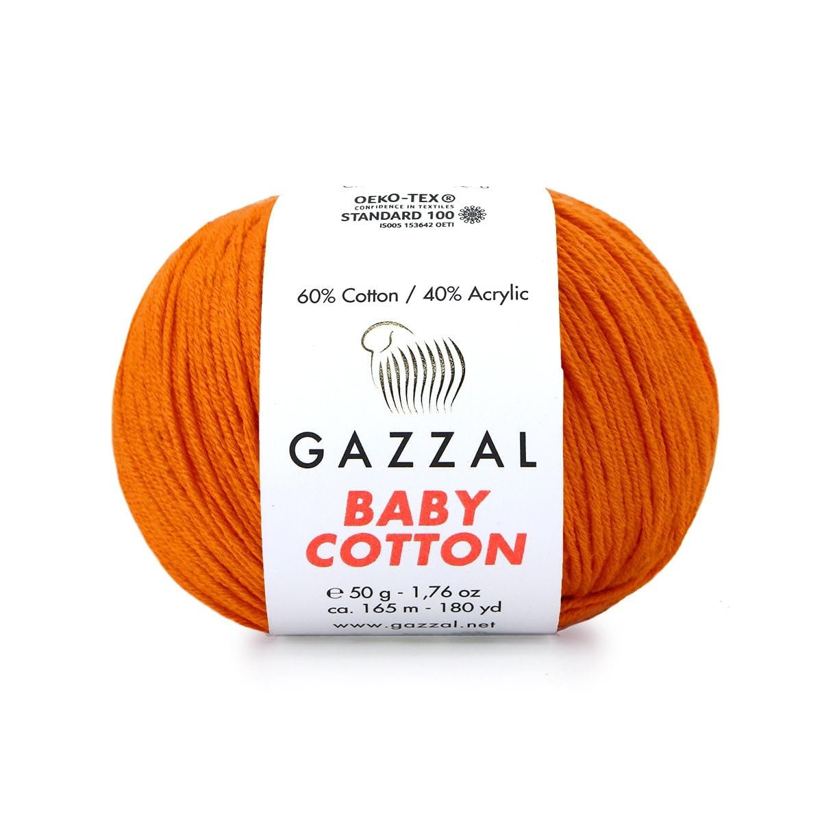 Gazzal Baby 1 Pack (Skein) Cotton, 60% Cotton 40% Acrylic, Each Ball 1.76 Oz (50g) / 180 Yards (165m), DK- Worsted, Knitting Yarn, Amigurumi Yarn, Yarn, 3419