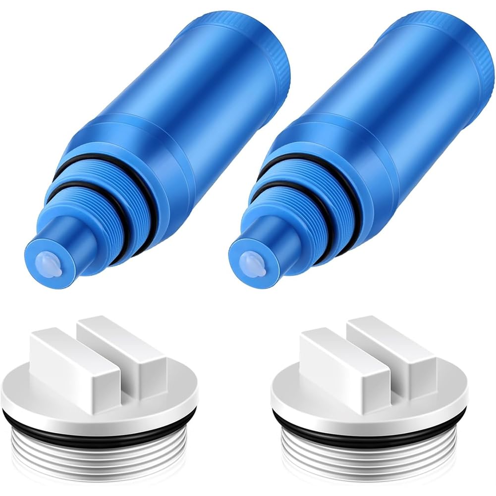 Xnuiasqe Blue & White Above Ground 9 Inch Pool Skimmer Guard(2Pcs) With 2Pcs 1.5" Threaded Spa Return Line Winterizing Plug