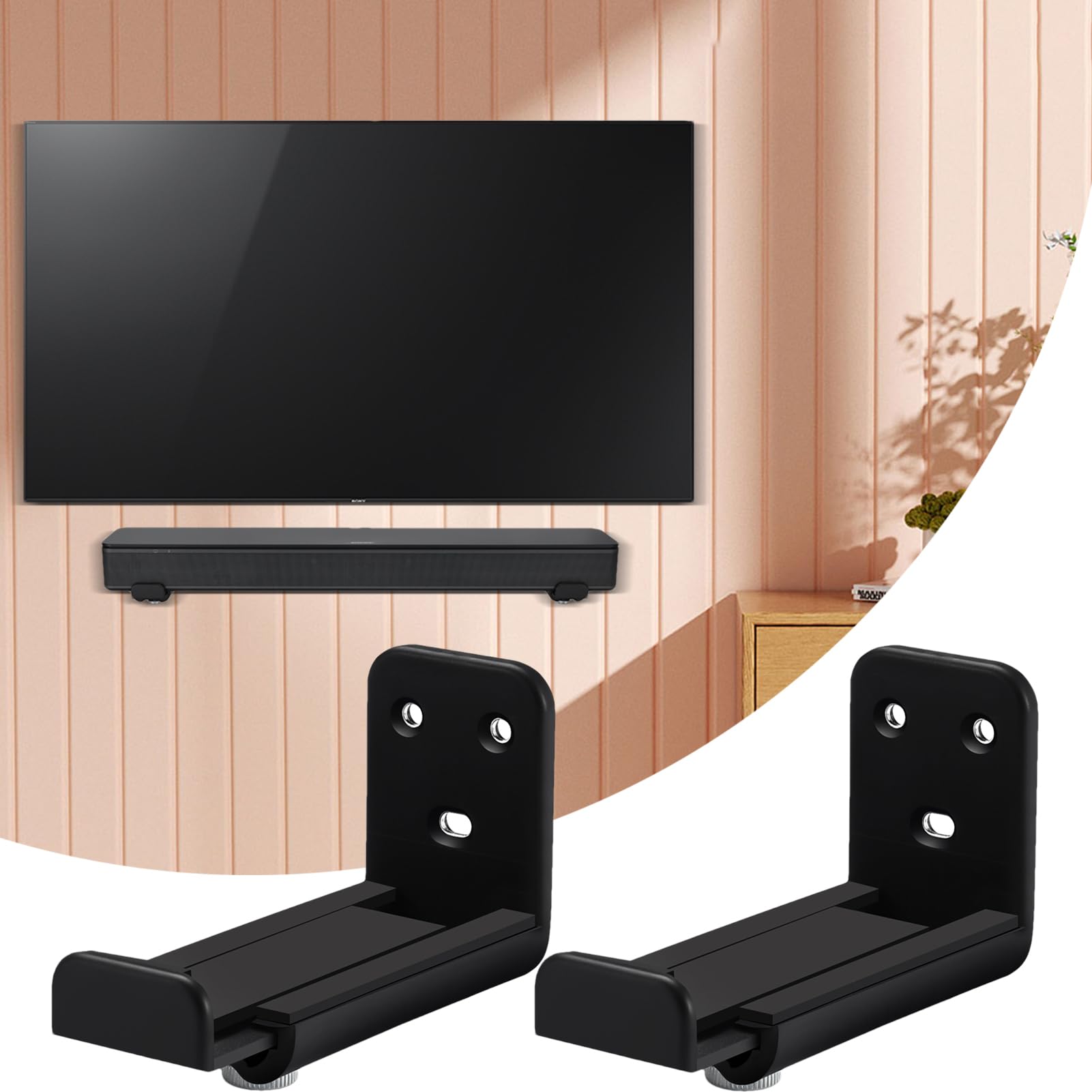 Supporto da parete per soundbar regolabile in altezza, mensola galleggiante, adatta per soundbar da 8,9 a 13,7 cm, per soggiorno, camera da letto, hotel