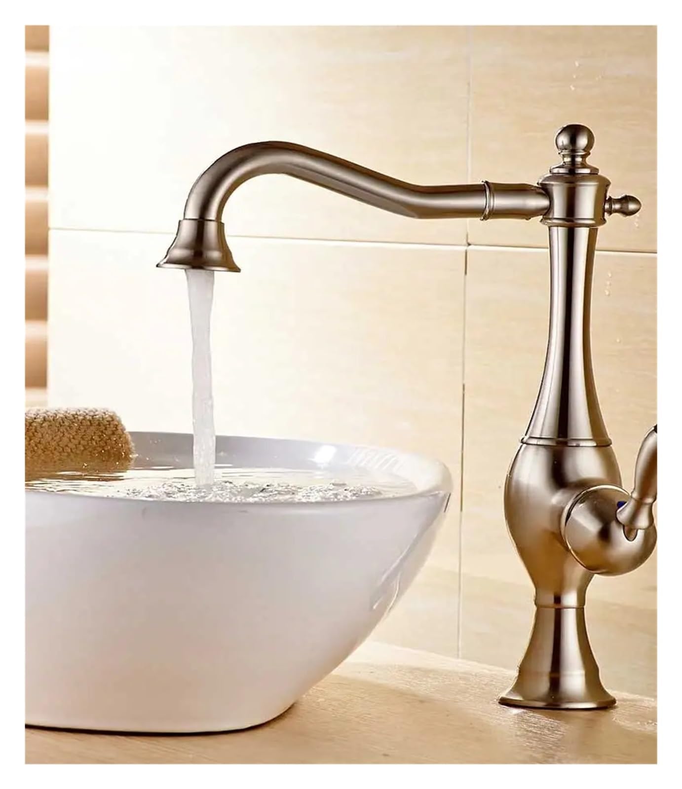 Mitigeur chaud et froid en laiton mitigeur évier bec orientable robinet monocommande nickel de cuisine