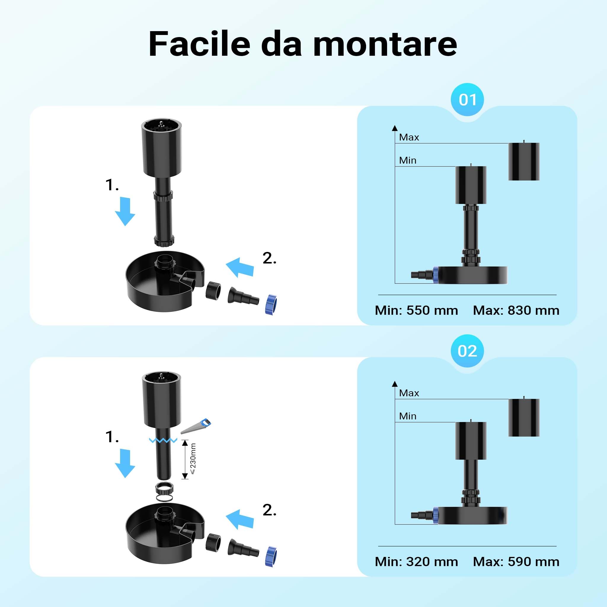 SunSun Skimmer di superficie CSP-40 per laghetti fino a 40 m², altezza regolabile 650–850 mm