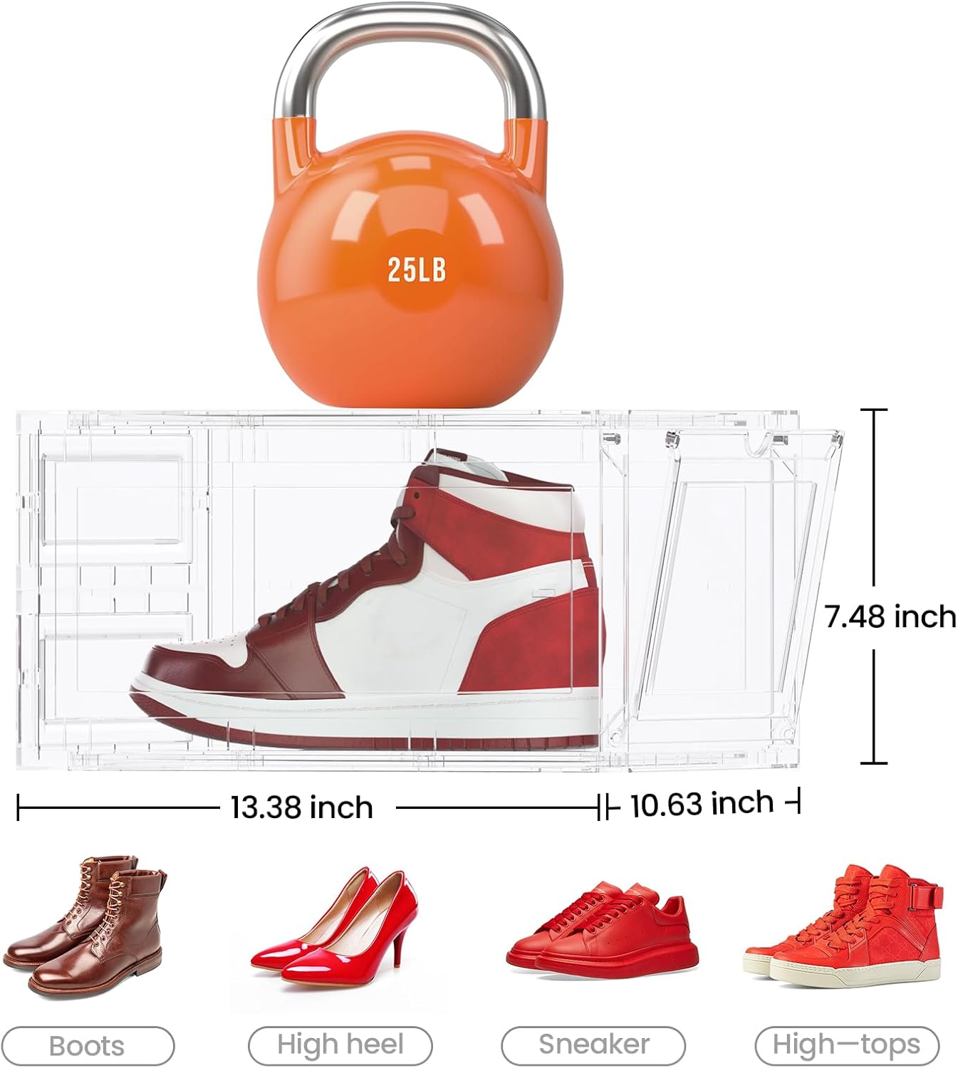 XL Large 5 Pack clear shoe Organizer storage boxes stackable Plastic Boxes Thicken Material Easy to Assemble Fit Sneaker Storage Size 12 13 14 Shoe Storage Organizer for Closet with Lids and Door