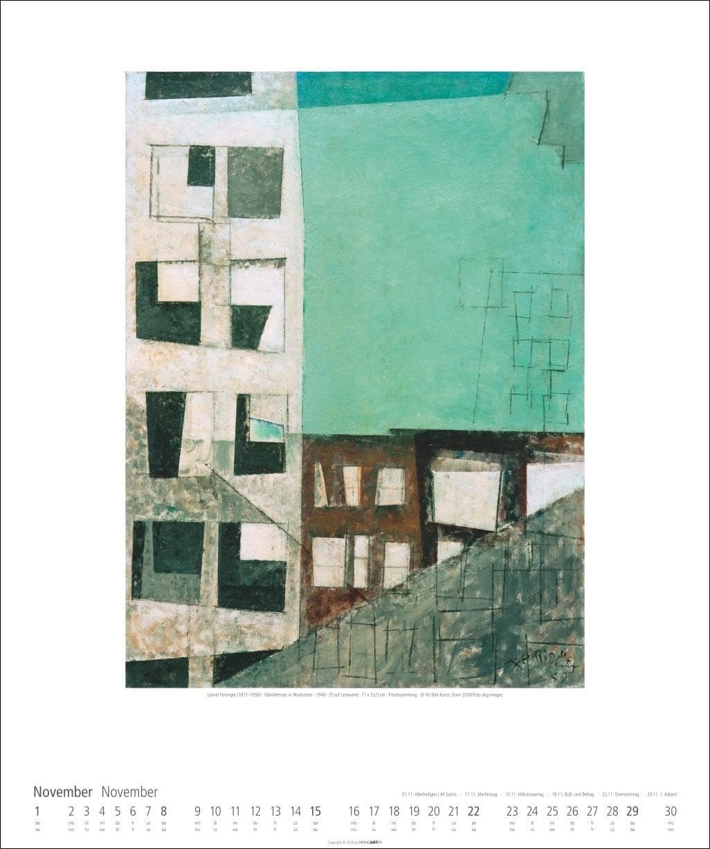 Lyonel Feininger Kalender 2026: Kubismus und Expressionismus in einem Kunstkalender im Großformat. Jahres-Wandkalender 2026, Format 46 x 55 cm.