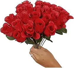 Buquê 24 Flores Artificial Botão Rosa decoração Casamento e Festa