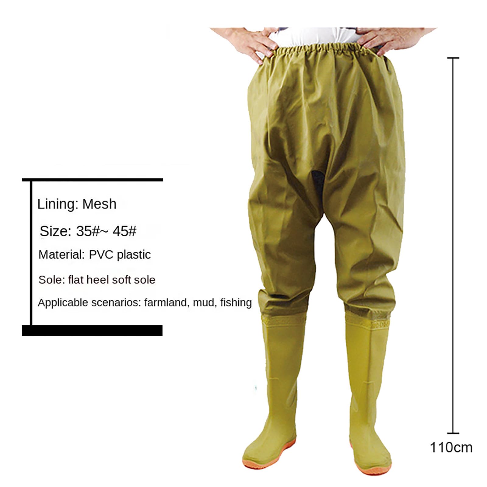 Wodery do Pasa dla Mezczyzn Kobiet - Wodoodporne Spodnie Wedkarskie z Butami, Oddychajace Antyposlizgowe Spodniobuty Myśliwskie Regulowany Pasek, Wedkarstwo Muszkowe Outdoor C-38