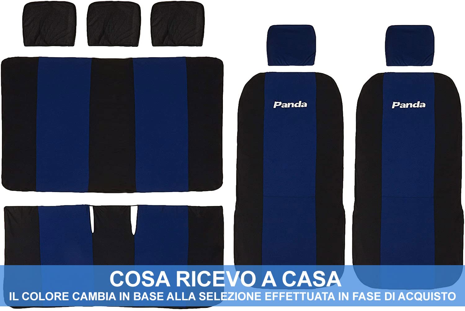 Lupex Shop Copri-sedili Auto Compatibili Panda Seconda Serie (mod.169) Versione Intera Fucsia Nero Set Copri-Sedile Anteriori e Posteriori Logo Ricamato Airbag Compatibile Accessori Auto