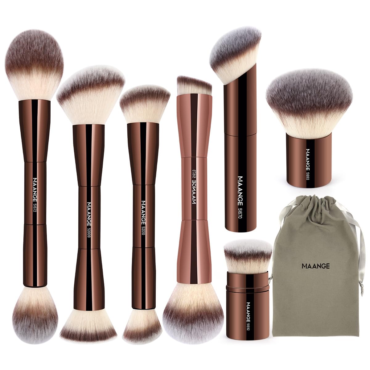 MAANGE 7pcs Makeup Brush Set Double Sided Kabuki Makeup Brushes Contour Brush for Foundation Liquid Powder Concealer Cream Cosmetics Bronzer Blending Blush Buffing Makeup Tools (Coffee) MAANGE 7pcs Makeup Brush Set Double Sided Kabuki Makeup Brushes Contour Brush for Foundation Liquid Powder Concealer Cream Cosmetics Bronzer Blending Blush Buffing Makeup Tools (Coffee)