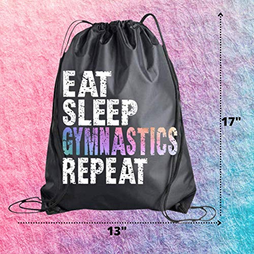 Gymnastics Drawstring Bag, Eat Sleep Gymnastics Repeat Backpack, Gymnasts Gift, Teen Sport Pack Cinch Sack Tote Bag #TOP2