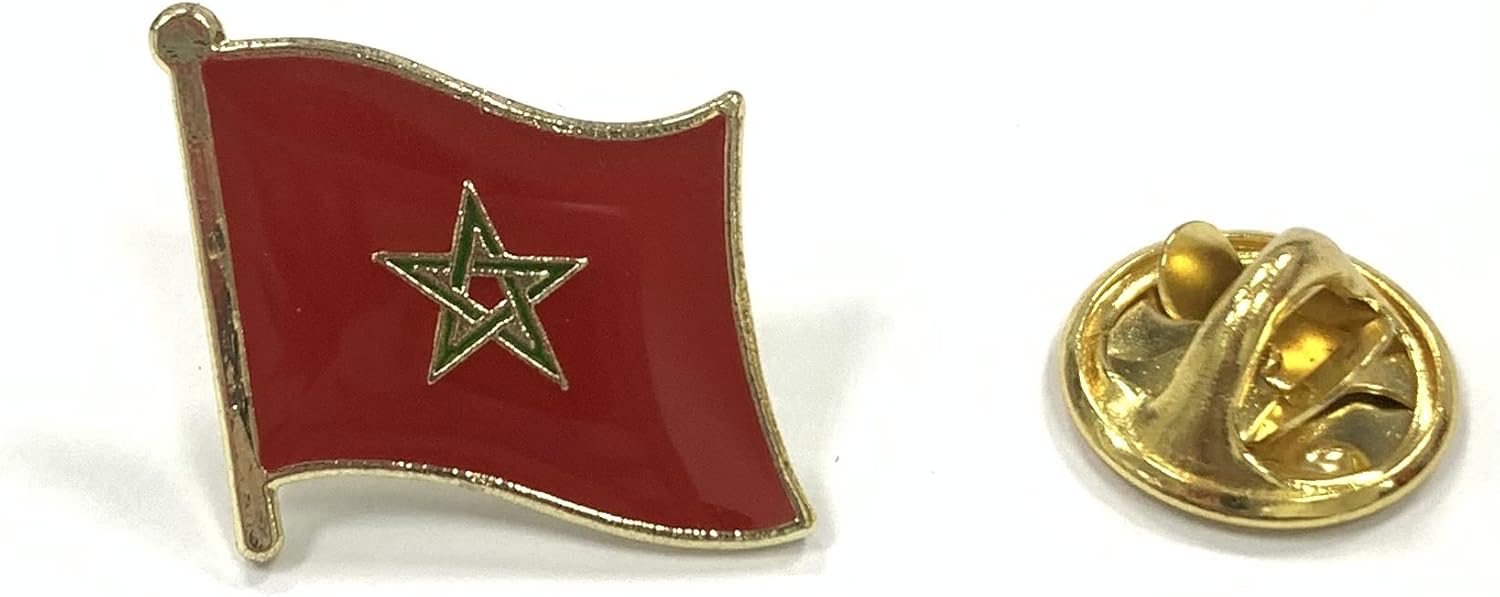 A-ONE 2 PCS Pack- Hassan II Mosque Shield Applique+Morocco Flag Lapel Pin, Casablanca Landmark Patch, Landmark Embroidery, DIY Sew-on/Iron-on Applique for Jeans Clothes Jackets Pants Caps NO.359P