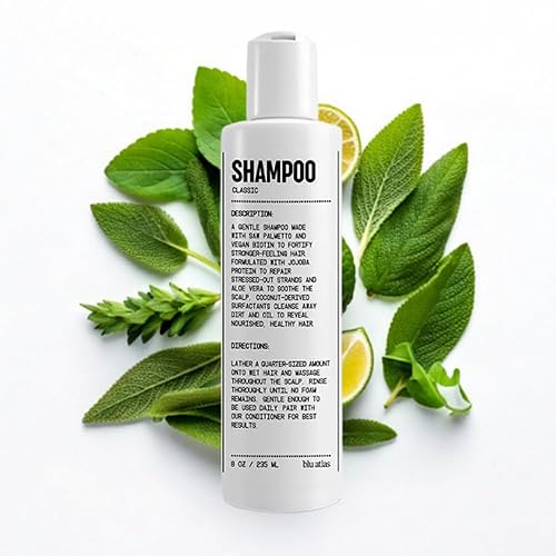 Blu Atlas Champú natural para hombre  Orgánico, sin sulfatos, sin parabenos  Limpieza profunda e hidratación  Aroma clásico (Bergamota, salvia,