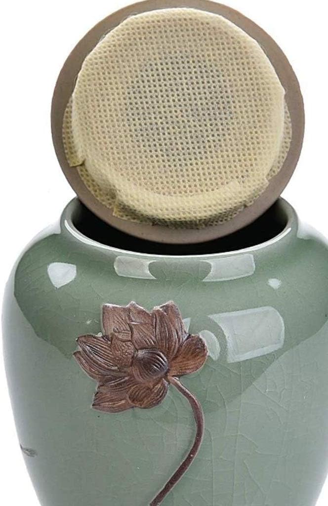 Embossed Flower Pet Ashes Cans, Ceramic Dog Cremation Souvenirs -Proof Funeral Memorial Coffin Box