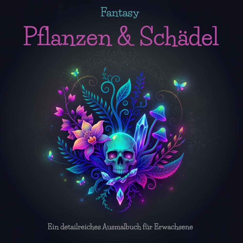 Fantasy Pflanzen & Schädel: Ein detailreiches Ausmalbuch für Erwachsene