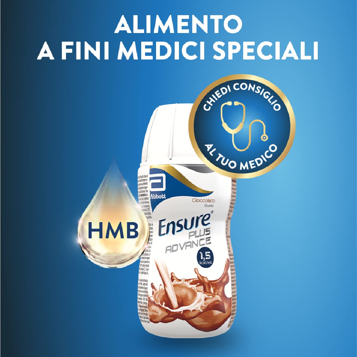 Ensure Plus Advance Supplemento Nutrizionale Ipercalorico ed Iperproteico |Formato bevanda| Alimento a fini medici speciali con Vitamine e Minerali | Multipacco 8x220ml Gusto Cioccolato e Gusto Banana
