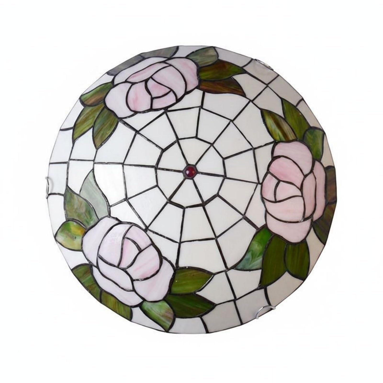 Floral Design Blossom Stained Glass Lamp Retro Blossom Ceiling Lamp Traditional Tiffany Glass Ceiling Light Never Fade for Children, Bedroom, Balcony, White, 30CM-image-14