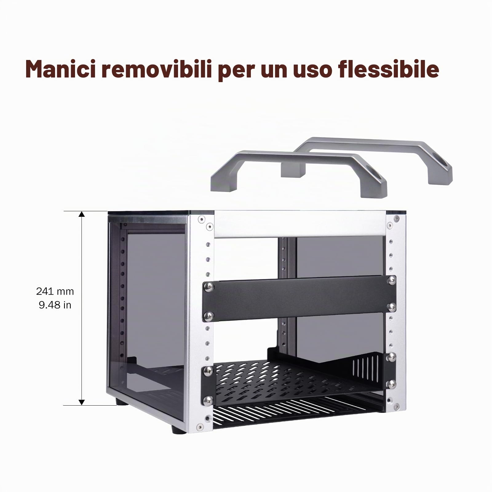 GeeekPi DeskPi RackMate T0 Plus, armadio server 4U da 10 pollici, mini rack profondo 260 mm con ripiano e pannello cieco, per NAS, AV e tecnologia di rete (argento)
