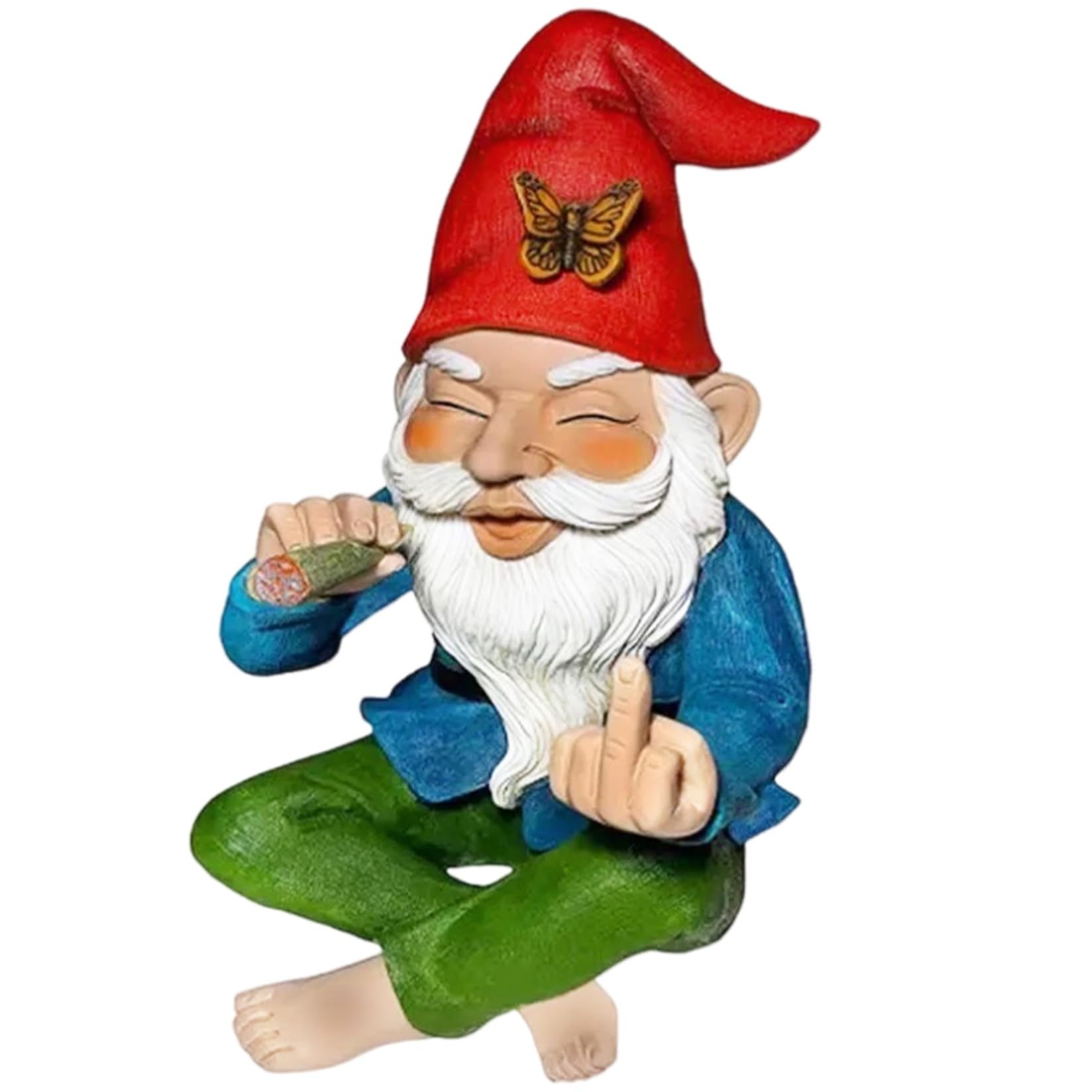 Naughty Gnomes Garden Gnome Middle Finger 5.9inch Tall Resin Funny Garden Gnomes Cheeky Smoking Naughty Fade-resistant Mini for Christmas Lawn