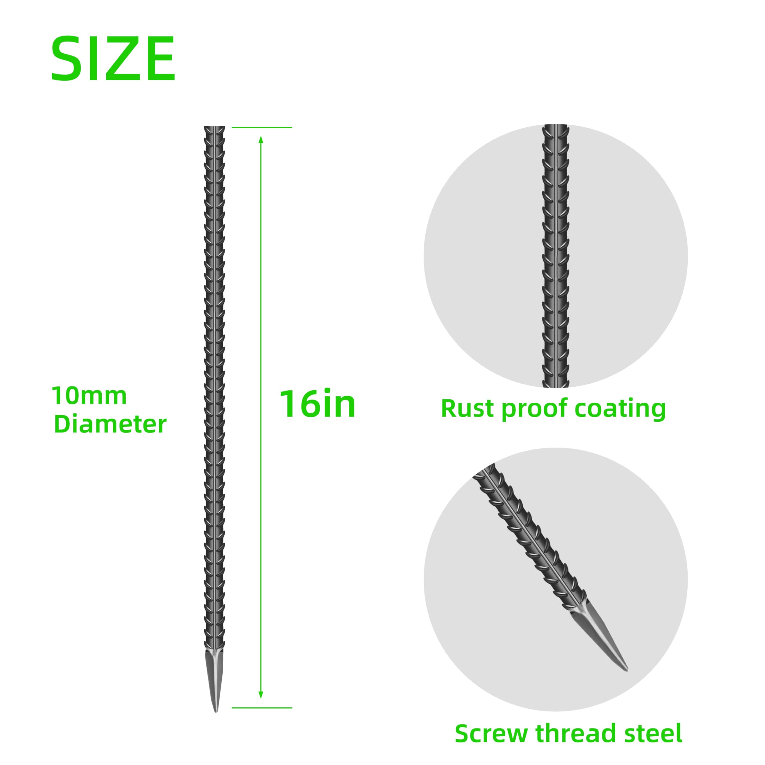 Lot De 40 Piquets D'armature De Sol De 40,6 Cm De Diamètre Pour