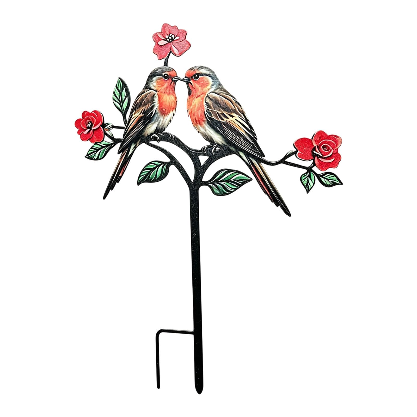 Tsophreniq Metal Bird Garden Stakes Set of 2 Iron Sparrow Ornaments for Outdoor Yard Flower Bed Terrace Weather Resistant Finish Symbolic Memorial Outdoor Metal Bird Decoration