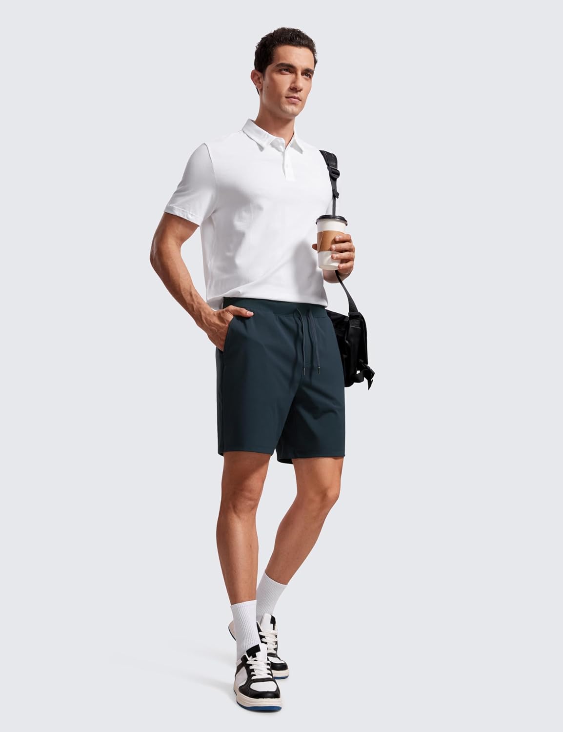 CRZ YOGA Men's Four-Way Stretch Workout Shorts - 7'' Soft Durable for Casual Athletic with Pockets