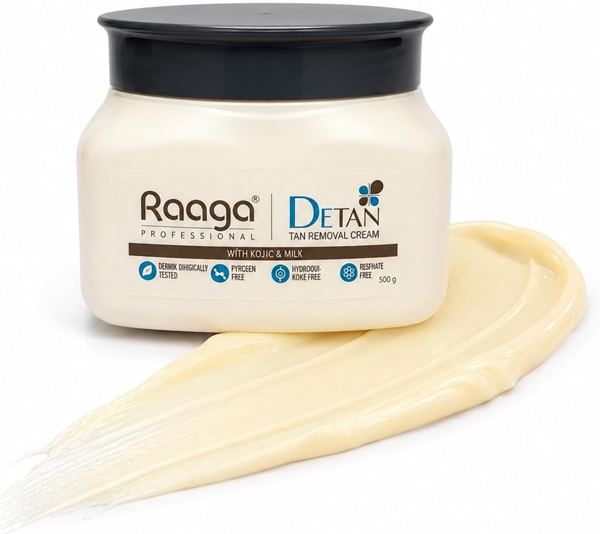 Raaga Professional DeTan Tan Removal Cream | Kojic & Milk | Reduces Tan, Dark Spots & Dullness | Dermatologically Tested, Peroxide & Sulphate Free | 500 gm