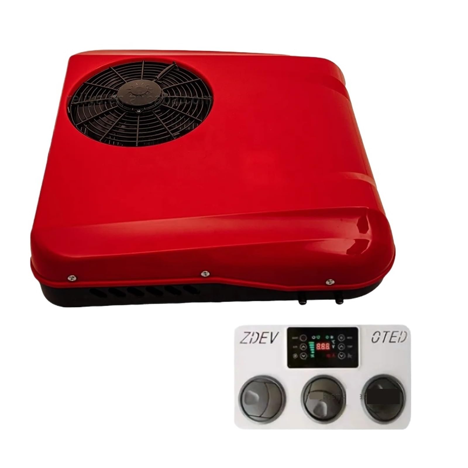12v Air Conditioner 24v Condition Parking Cooler Rooftop Conditioning For Car/truck/RV/Caravan/Van/Camper Quiet Comfort Highly Efficient Cooling(Red,24v)