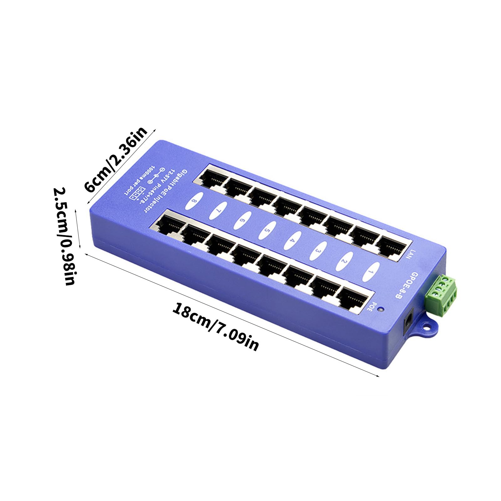 Iniettori Power Over Ethernet a 8 Porte salvaspazio, PVC | dispositivo salvaspazio supporta la trasmissione dei dati per i punti accesso delle fotocamere