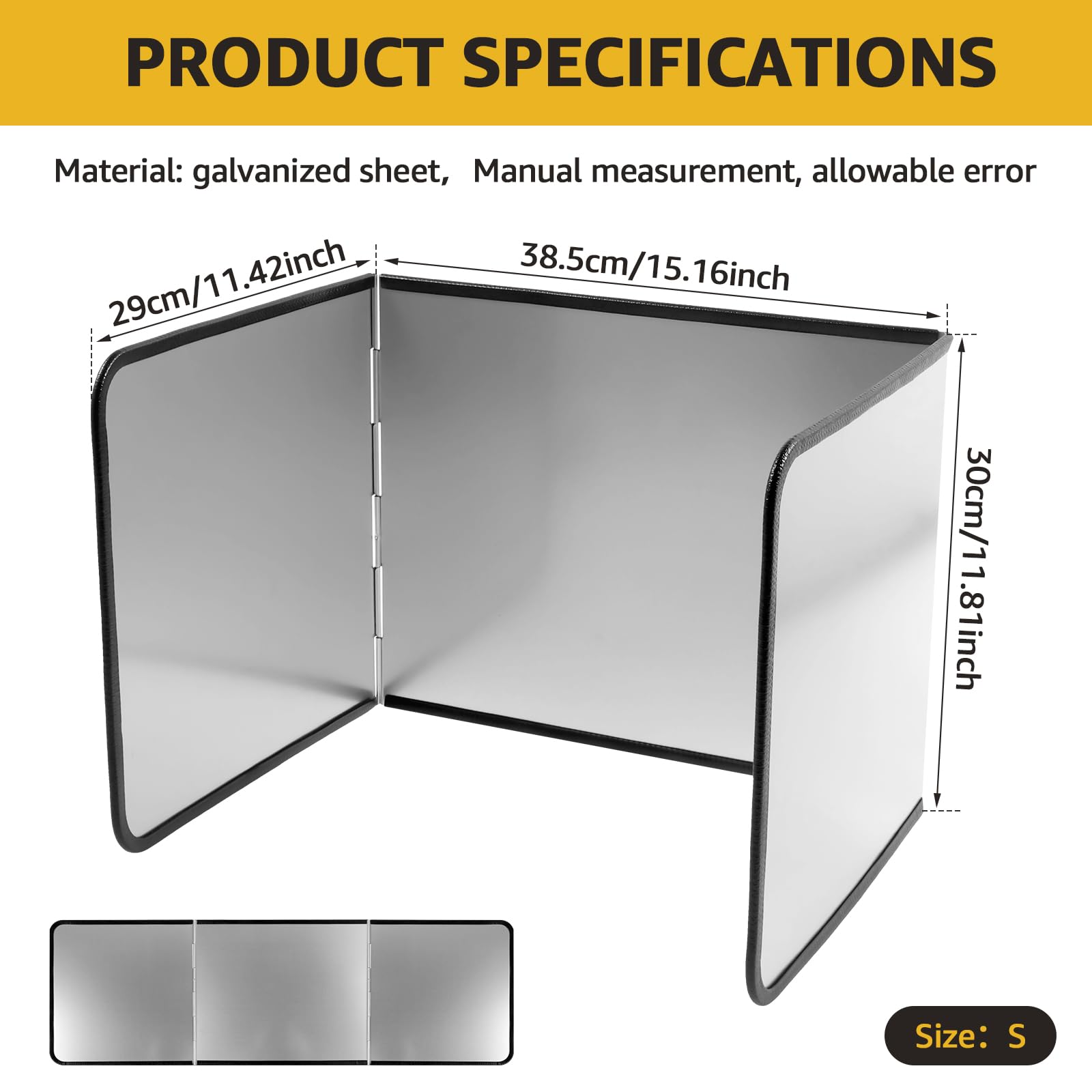 3 Sided Splatter Guard Nonstick 3 Sided Oil Splash Guard Insulation Board Foldable Anti Splatter Guard Stainless Steel Grease Splatter Screen for Cooking Frying Stove Top Wall Protector (S)