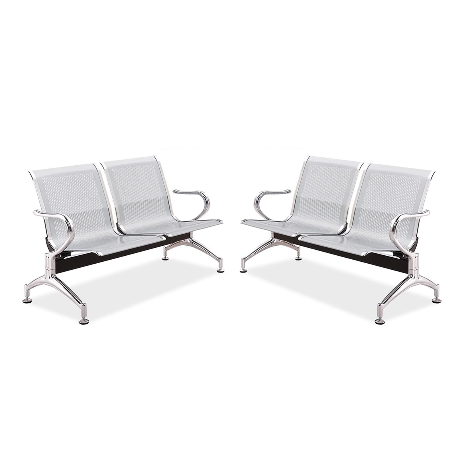 SaryEdge 2-Seat Metal Chairs with Arms - Stylish Office Guest Seating for Reception Areas, Perfect for Banks, Airports, and Waiting Areas.,