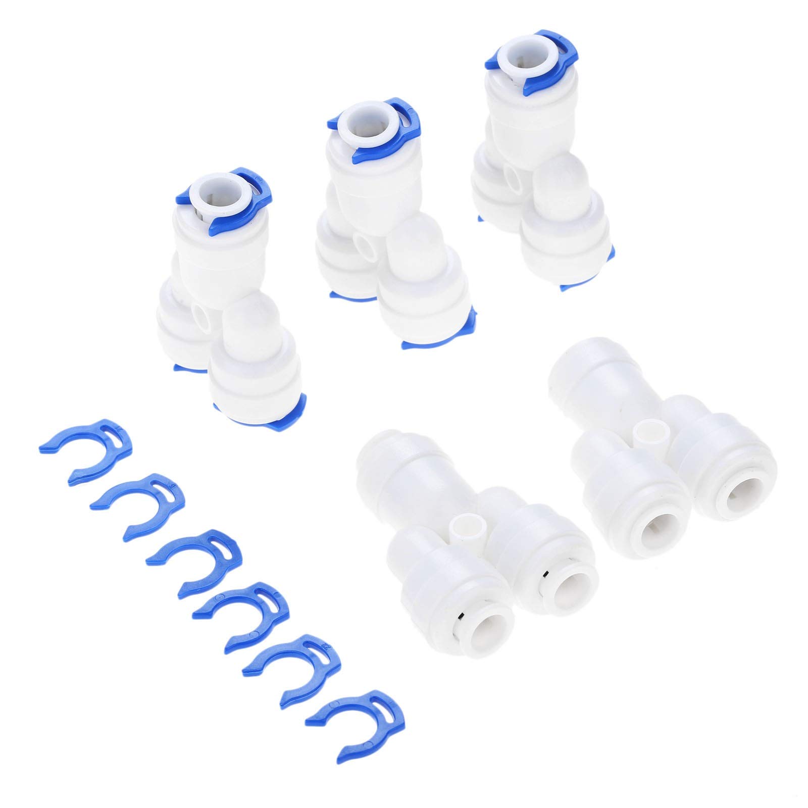 Conexión rápida for Manguera de jardín, 5 Piezas, 1/4 ", 6,35 mm, Tubo Agua, Conector Acoplamiento plástico, ósmosis inversa 3 vías