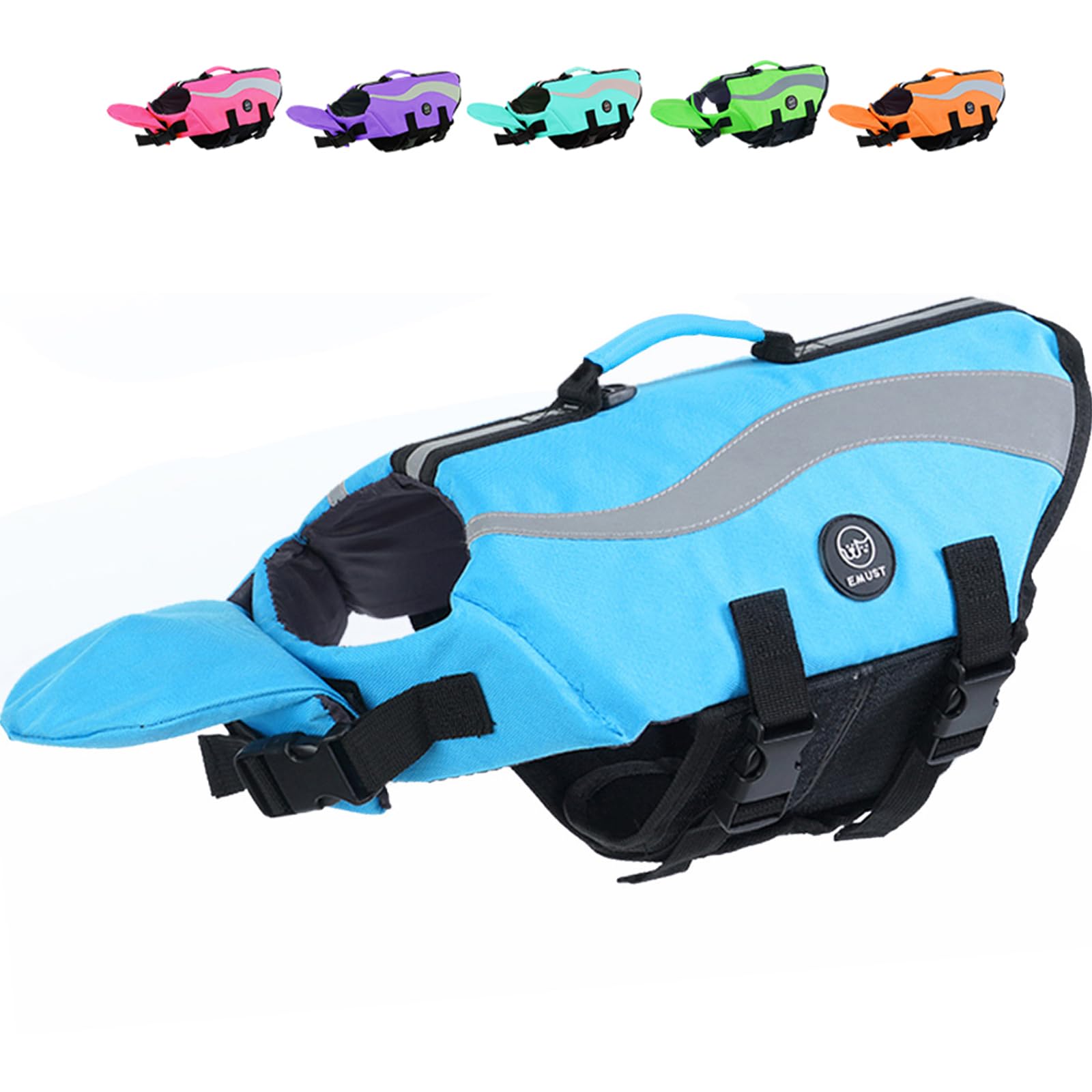 EMUST Dog Life Vests, Adjustable Life Jackets for Small Dogs with Enhanced Buoyancy, Small Dog Swim Vest with Durable Rescue Handle, Blue,XS