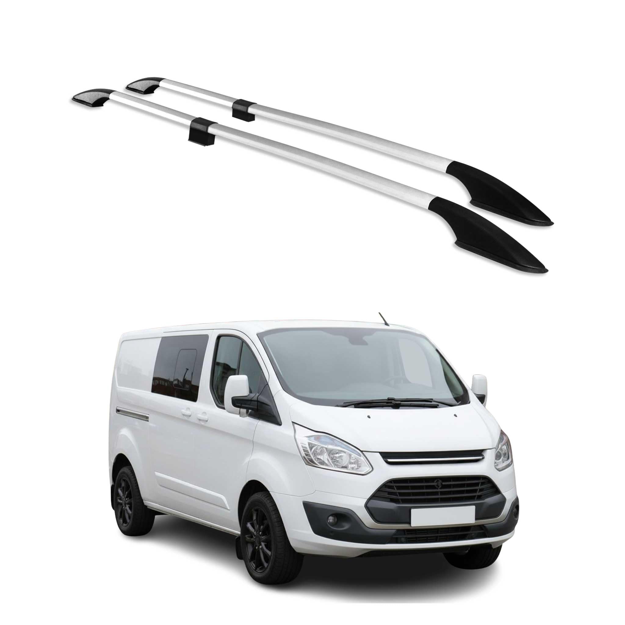 OMAC Dachreling kompatibel mit Ford Transit Tourneo Custom 2012-2024 L2 Langer Alu Grau